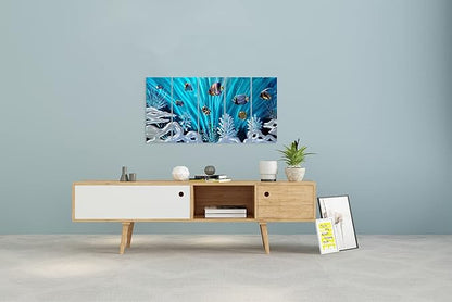 SYGALLERIER Fish Metal Wall Art Hand Crafted Large 3D Sea Life Pictures Modern Abstract Coastal Aluminum Artwork Contemporary Sculpture for Living Room Bedroom Dinning Decor