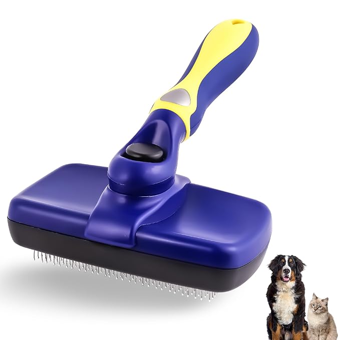 Pet Grooming Brush, Double Sided Undercoat Rake for Dogs &amp; Cats, Professional Deshedding Brush and Dematting Tool, Safe and Effective Removing Knots, Mats, Tangles,and Flying Hair