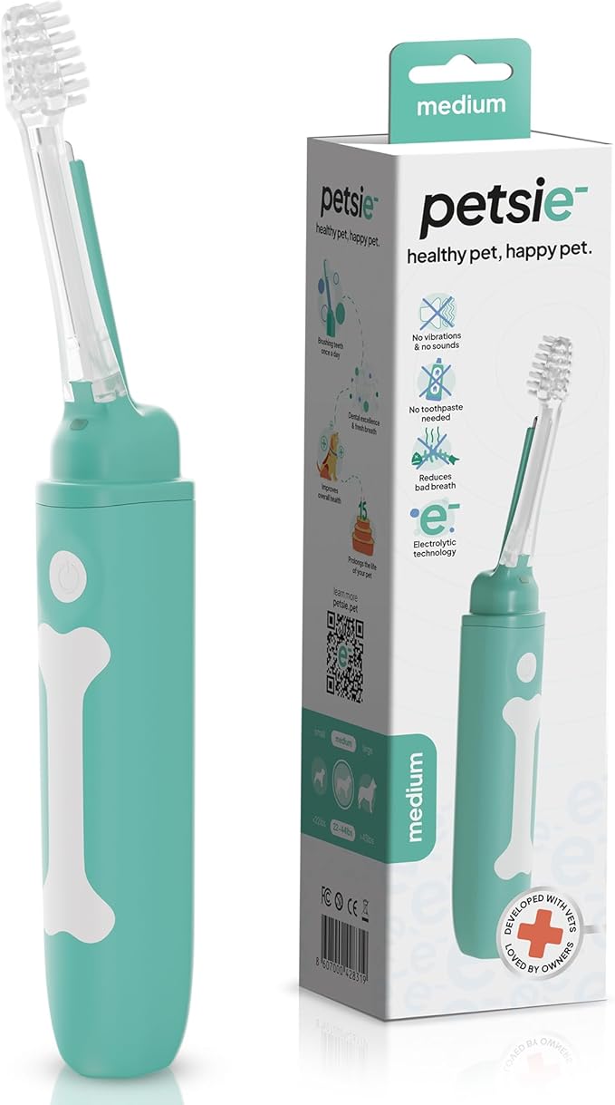 Dog Toothbrush | Innovative Eletrolytic Technology | Improves Oral Health &amp; Reduces Bad Breath | No Vibrations &amp; Silent Teeth Cleaning Brush | No Toothpaste Needed | Dog Teeth Cleaning Kit