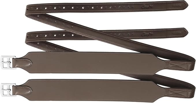 Exion Wide Stability Stirrup Leathers for English Saddles | Premium Cowhide Leather | Enhanced Leg Stability &amp; Comfort | Sizes: 48" to 62"