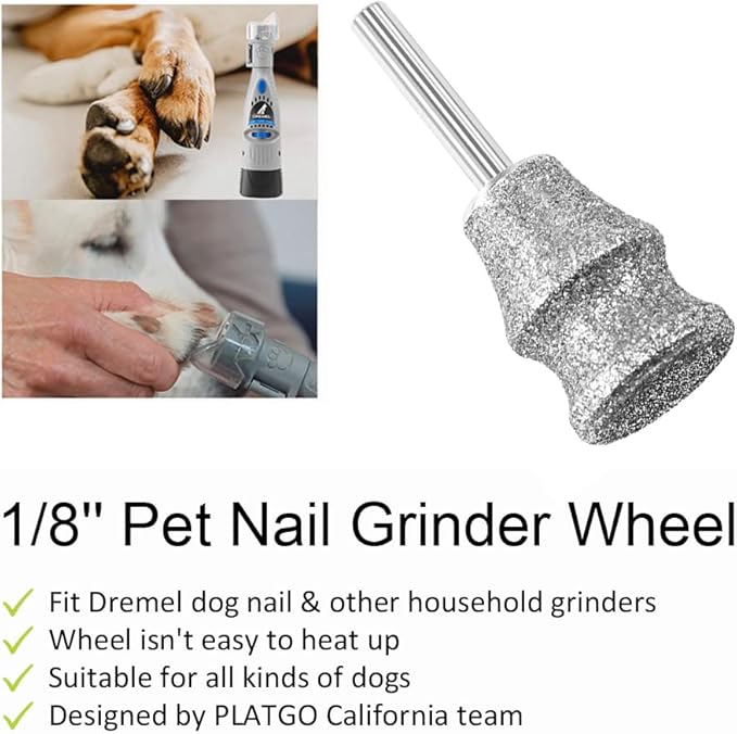Diamond Dog Nail Grinder for Dremel, Diamond Sanding Drums, Diamond Rotory Bit for Dogs&amp;Pets Nail Care, 1/8&