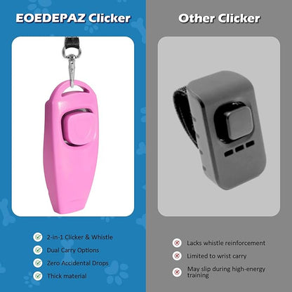 2-in-1 Dog Training Clicker Whistle for Training and Recall, Training Accessories for Puppy, Cats, Horses &amp; Small Animals - 2 Pack with Lanyard, Reward Your Pets Efficiently(Pink + Orange)