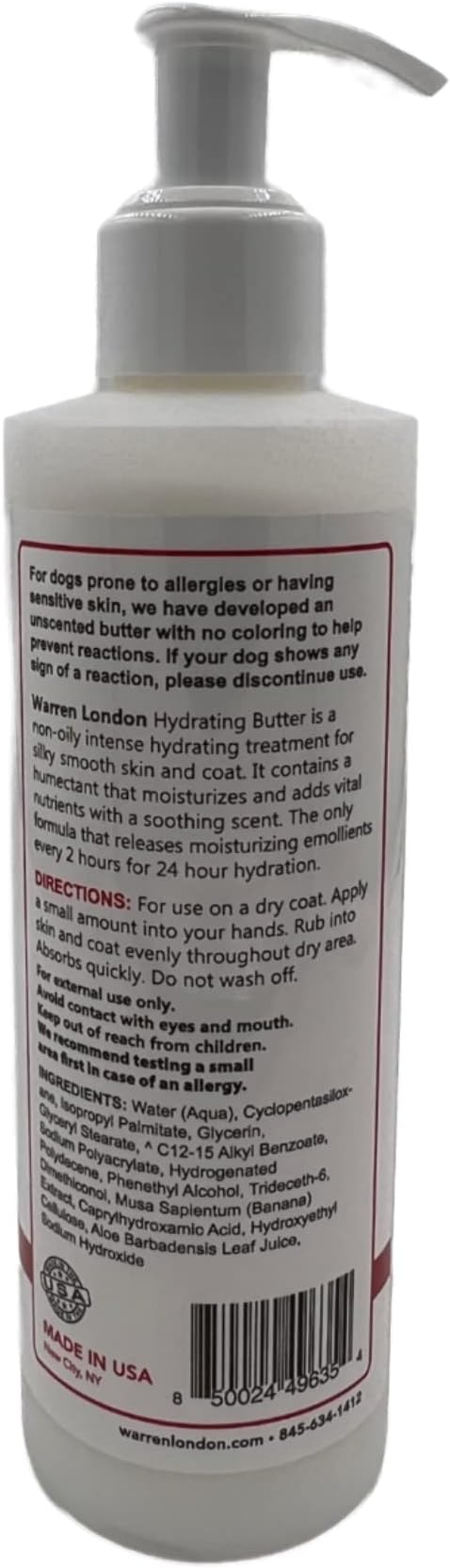 Warren London Hydrating Butter Leave in Pet Conditioner for Dogs | Lotion for Skin and Coat | Aloe Puppy &amp; Dog Conditioner for Hair Detangler, Dry Skin, &amp; Dandruff | Unscented 8oz