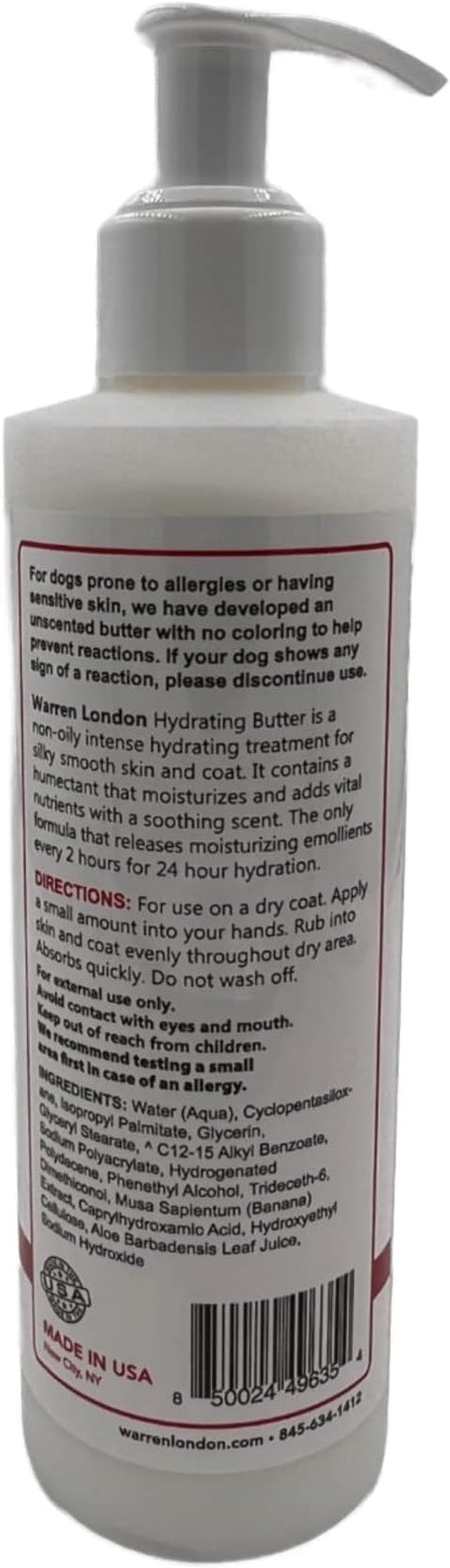 Warren London Hydrating Butter Leave in Pet Conditioner for Dogs | Lotion for Skin and Coat | Aloe Puppy &amp; Dog Conditioner for Hair Detangler, Dry Skin, &amp; Dandruff | Unscented 8oz