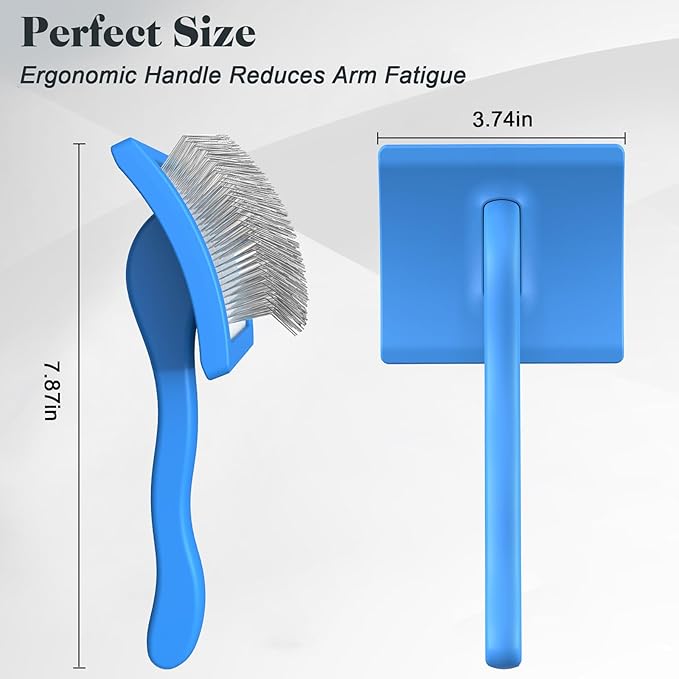 2PCS Slicker Brush for Dogs &amp; Pet Comb,Professional Dog Grooming Brush (Goldendoodles,Poodles,Labradoodles) with Extra Long Pins to Effectively Remove Tangles, Knots and Mats (Blue)