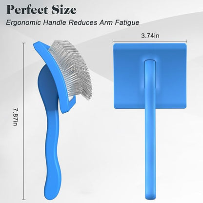 2PCS Slicker Brush for Dogs &amp; Pet Comb,Professional Dog Grooming Brush (Goldendoodles,Poodles,Labradoodles) with Extra Long Pins to Effectively Remove Tangles, Knots and Mats (Blue)