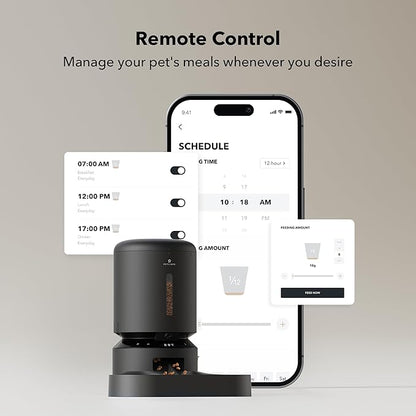 PETLIBRO Automatic Cat Feeder with Camera for Two Cats, 1080P HD Video with Night Vision, 5G WiFi Pet Feeder with 2-Way Audio for Cat &amp; Dog, Low Food &amp; Motion &amp; Sound Alerts, Dual Tray, Black 5L