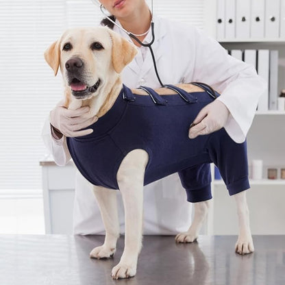 IECOii Pet Surgery Recovery Suit,Breathable Dog Bodysuit E-Collar &amp; Cone Alternative Surgical Suit After Spayed/Neutered Wear,Recovery Suit for Dogs Male Female Sleeve to Prevent Licking,XL-Blue