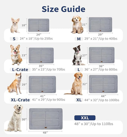 Made4Pets Dog Crate Pad Bed for Medium Dogs, Washable &amp; Reversible, Anti-Slip Kennel Mat for Cozy Sleeping, Soft Fluffy Dog Bed for Indoor &amp; Outdoor Use, 29"x21", Gray