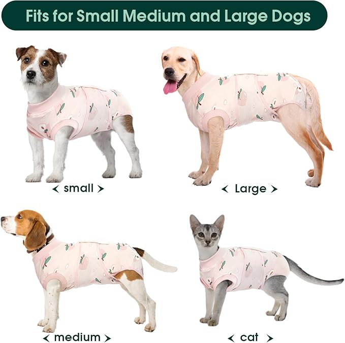 Kuoser Recovery Suit for Dogs Cats After Surgery, Professional Pet Recovery Shirt Dog Abdominal Wounds Bandages, Substitute E-Collar &amp; Cone,Prevent Licking Dog Onesies Pet Surgery Recovery Suit