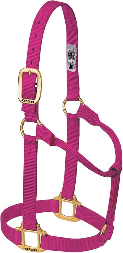 Weaver Equine Nylon Horse Halter, Triple-Ply Cheek Design, Original Non Adjustable Halters for Horses, Equine Tack,Average Size, Black
