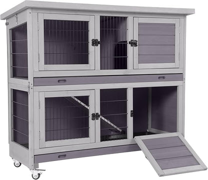 GUTINNEEN Folding Rabbit Hutch Indoor Bunny Cage in No Time Assemble Guinea Pig Cage Rabbit House Movable