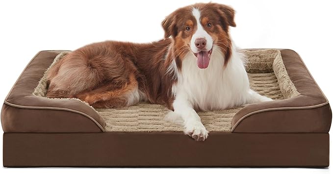 FURTIME Orthopedic Dog Beds for Large Dogs, Egg Foam Dog Bed with Ultra Comfy Supportive Foam, Washable &amp; Waterproof Pet Couch, Nonskid Bottom