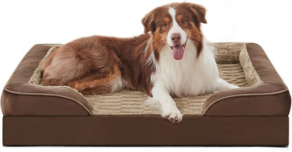 FURTIME Orthopedic Dog Beds for Large Dogs, Egg Foam Dog Bed with Ultra Comfy Supportive Foam, Washable &amp; Waterproof Pet Couch, Nonskid Bottom