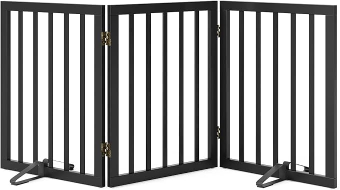 Black 18-55" Foldable Pet Gate for Stairs &amp; Doorways, Puppy Gate Fence