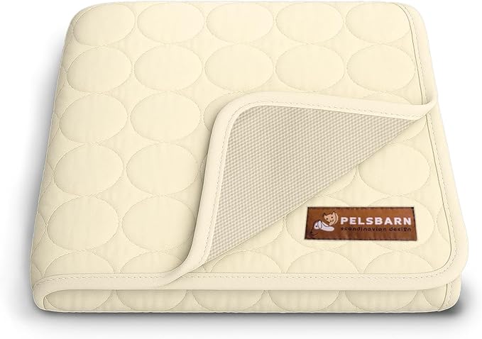 Dog Cooling Mat- Ice Silk Summer Comfort, Self Cooling, Non-Slip Dog Pad, Durable &amp; Washable, Mat for Medium Dogs 50x65 cm, Support Shelter Dogs with Every Purchase (Beige)