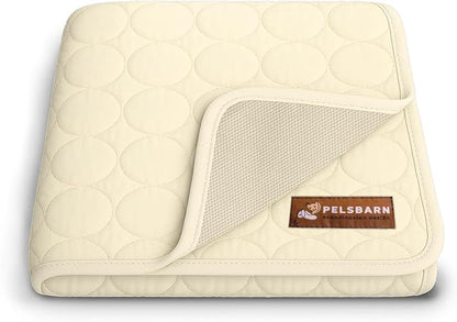 Dog Cooling Mat- Ice Silk Summer Comfort, Self Cooling, Non-Slip Dog Pad, Durable &amp; Washable, Mat for Small Dogs 45x55 cm, Support Shelter Dogs with Every Purchase (Beige)