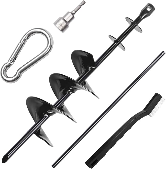 Dog Tie Out Stake for Large Dogs – Heavy Duty In-Ground Dog Anchor up to 210 lbs – Secure Tether Stake for Yard, Camping &amp; Beach – Easy Install with Tool, Works with Tie Out Cable &amp; Leash, Black