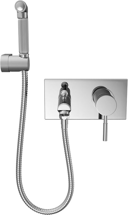 Laurel Mountain Odie 36" x 27" x 36" AcrylX Alcove Center Drain One-Piece Pet Shower in White with Hand-Held Sprayer in Chrome