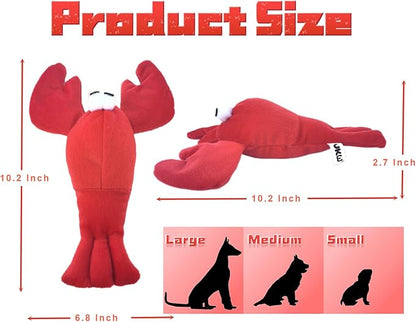 JKW Squeaky Dog Toy for Small &amp; Medium Dogs, Puppy Plush Toys (S, Lobster)