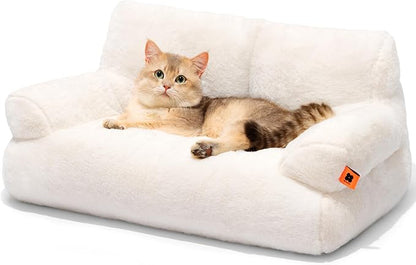 MEWOOFUN Cat Bed for Indoor Cats, Washable Dog Beds for Small Dogs &amp; Cats with Removable Cover, Fluffy Cat Couch with Non-Slip Bottom (Beige, 26.0" L X 19.0" W X 13.0" Th)