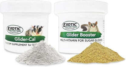 Exotic Nutrition Sugar Glider Vitamin Combo Pack - Powder Multivitamin &amp; Powder Calcium Supplement for Pet Sugar Gliders