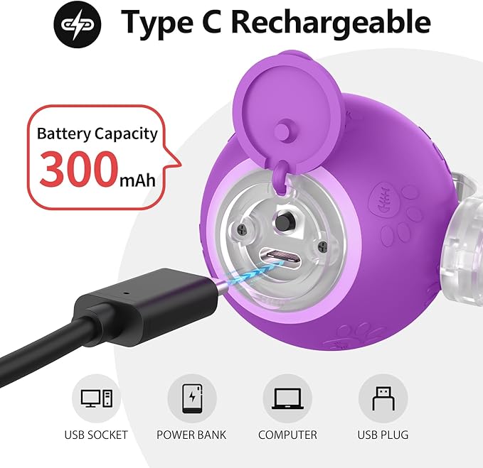 Interactive Cat Toys, Automatic Moving Cat Toys for Bored Indoor Adult Cats, Fast Rolling, Chirping &amp; Motion-Activated Kitty Toys, Fun Gift for Cats with Speedy Tail 2.0, USB Rechargeable, Purple