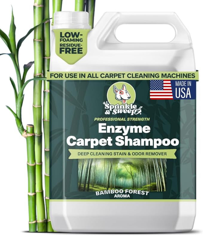 Sprinkle &amp; Sweep Enzyme Carpet Shampoo (64oz) - Carpet Cleaner Solution to Eliminate Tough Stains &amp; Neutralize Odors at the Source - Car, Furniture, Carpets &amp; Rug Cleaner - Use with All Machines