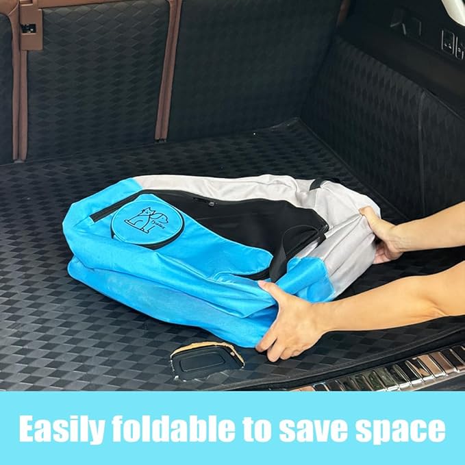 Small Portable Pet Crate for Car Travel, 19"x19"x17" Foldable Dog &amp; Cat Carrier with Secures Seatbelt &amp; Headrest Strap, Oxford Soft-Sided Pet Kennel with Removable Bed for Small Pets