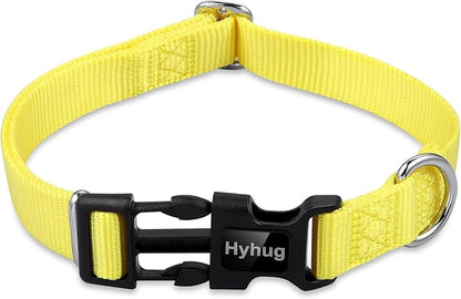 Hyhug Small Dog Collar Quick-Release Yellow| Heavy-Duty Nylon Puppy Collar, Adjustable &amp; Durable Pet Supplies for Boy &amp; Girl Dogs (Small, Illuminating Yellow)