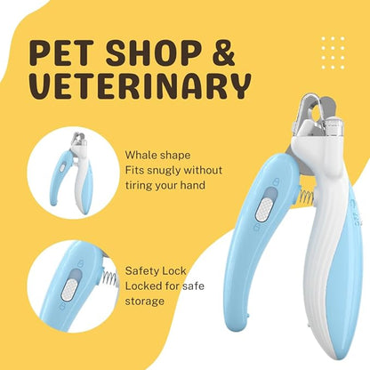 Cat Nail Clippers, Whale Shape Precision Trimming Tool, Ergonomic Non-Slip Handle, Safety Guard, Compact &amp; Easy to Clean (Blue)