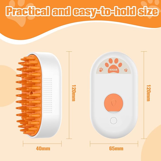 Cat Steam Brush for Shedding,3 in1 Cats Water Spary Comb,Rechargeable Steamy Cat Brush,Spritz Defur Comb for Cats,Silicone Pets Steamer Brushes for Massage,Grooming,Removing Loose Hair Yellowish&amp;White