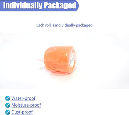 9 Pack 2" x 5 Yards Self Adhesive Bandage Wrap Self Stick Wrap for Ankle, Wrist, Finger, Sports, Breathable Cohesive Vet Tape for Pets (Light Orange)