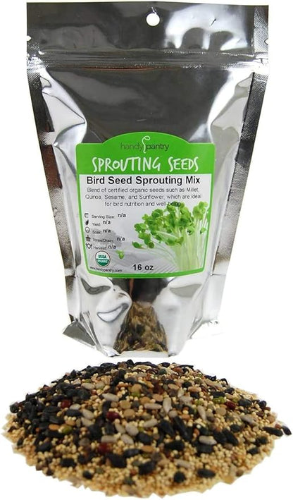Handy Pantry Organic Birdseed - 1 Lb - Sprouting Bird Seed Mix for Small, Medium &amp; Large Birds- Feed for Songbirds, Parakeets, Parrots, etc