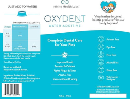 Oxydent Premium Pet Dental Care Solution - Pet Water Additive &amp; Mouthwash for Teeth Cleaning - Eliminate Bad Dog &amp; Cat Bad Breath - Dog Dental Rinse - Fights Tartar &amp; Plaque