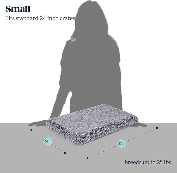 Stoutwool 4" Indestructible Dog Bed - Orthopedic Chew Proof Dog Crate Pad - Fluffy Kennel Mat for Aggressive Chewers - Ideal for Small Breeds &amp; Fits 24-Inch Crate - 23"x16", Charcoal