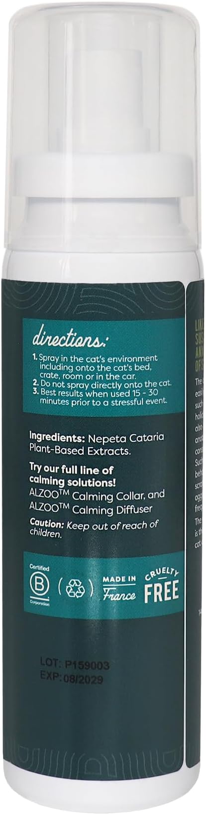 Cat Calming Spray - Natural Plant Based Stress &amp; Anxiety Relief, Valerian &amp; Lavadin Blend, No Synthetic Pheromones, Stress and Anxiety Relief During Travel, Vet, Fireworks, Separation