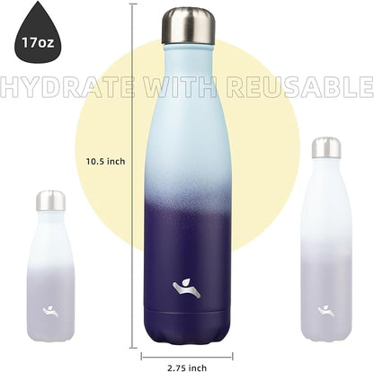Insulated Water Bottles,17 oz Double Wall Stainless Steel Vacumm Metal Flask for Sports Travel,Ocean Dream