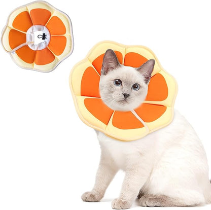 Cat Cone Collar Soft, Adjustable Cat Recovery Collar to Stop Licking After Surgery Protective E Collar for Cats Small Dogs, Orange M
