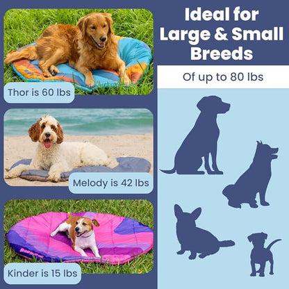 Travel Dog Bed (42" x 30") – Foldable, Packable Camping Dog Bed – Water Resistant, Cozy &amp; Durable Mat with Soft Padding – Compact, Portable &amp; Machine Washable – Large &amp; Small Breeds – Grey