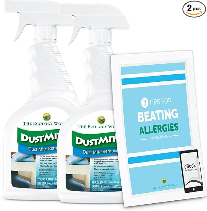 DustmiteX Dust Mite Spray - Dust Mites Remover + Flea Killer for Allergy &amp; Asthma Relief for Cleaning in Home, Bed, Pet Bedding, &amp; Furniture, Anti Allergen Dust Mites Killer