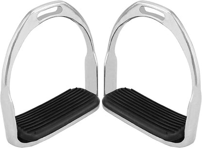 QWORK Horse Riding Stirrups, Hose Saddle, Safety Stirrup, Stainless Steel English Riding Protection Saddle, Knee Ankle Stress Pain Relief, 1 Pair