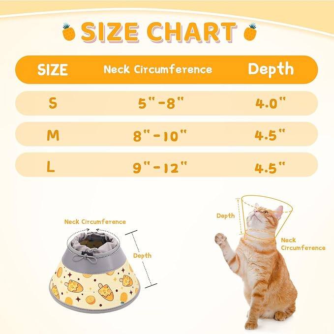 Cat Cone Collar Soft to Stop Licking, Adjustable, Foldable Lightweight Kitten Cones After Surgery Recovery for Cats &amp; Kittens, Cat Cone Alternative (Orange, S)