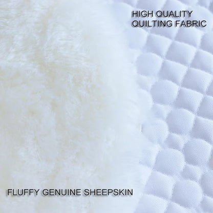 Woolous Dressage Saddle Pad, English Saddle Pad with Sheepskin Trim, Lambskin Wool Fleece Lining, Square Saddle Pad for Equestrian Riding, Comfortable &amp; Shock Absorbing