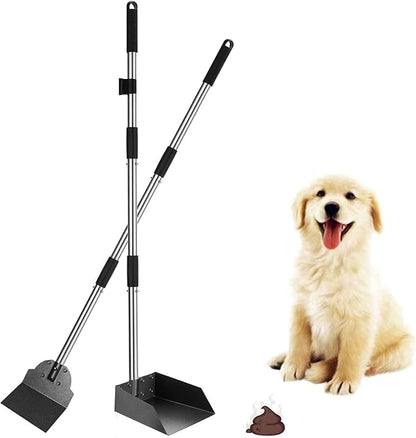 SCENEREAL Dog Pooper Scooper for Yard - Tray &amp; Spade Set, Long Handle Metal Detachable Poop Scooper for Large Medium Small Dogs, Pet Waste Removal Scoop with No Bending for Outdoor Grass, Dirt Gravel