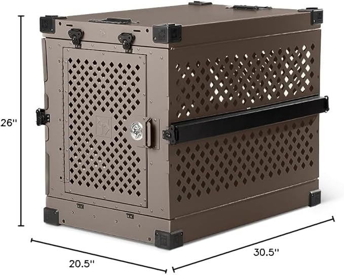Impact Collapsible Dog Crate - Foldable Hard Crate for Medium Dogs - Heavy Duty Travel Kennel with Powder-Coated Aluminum - Quick Setup for Indoor &amp; Outdoor (Gray, 30" (30.5" L x 20.5" W x 26" H))