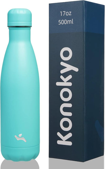 Insulated Water Bottles,17 oz Double Wall Stainless Steel Vacumm Metal Flask for Sports Travel,Turquoise
