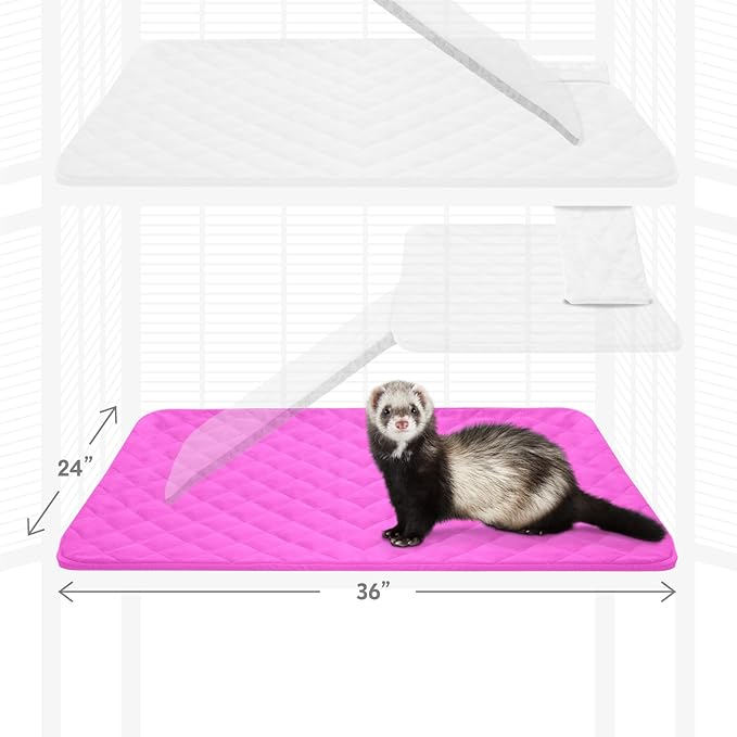 Paw Inspired Fitted Fleece Liner for Ferret Nation, Critter Nation Cage for Ferrets, Rats, Chinchillas, Hedgehogs &amp; Other Small Animals (Pink, Bottom Pan Liner)
