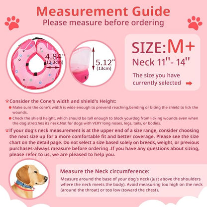 Soft Dog Cone Collar, Inflatable Donut Cones Alternative After Surgery with Anti-Lick Shield, for Large/Medium/Small Dogs to Stop Licking, Elizabethan Neck Ecollars of Shame, Comfy Pillow E Recovery