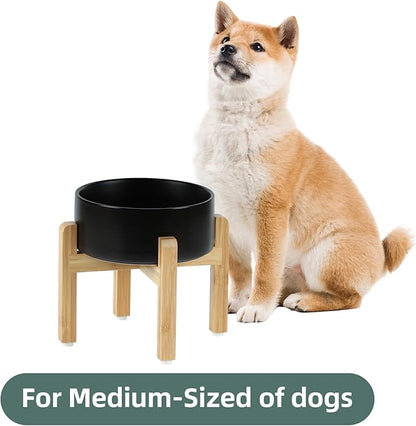 Ceramic Raised Dog Bowl Set, Elevated Dog Bowl with Stand, Food and Water Bowl for Medium Breed Dogs, Weighted Dog Dishes, Pet Bowl(7.3&